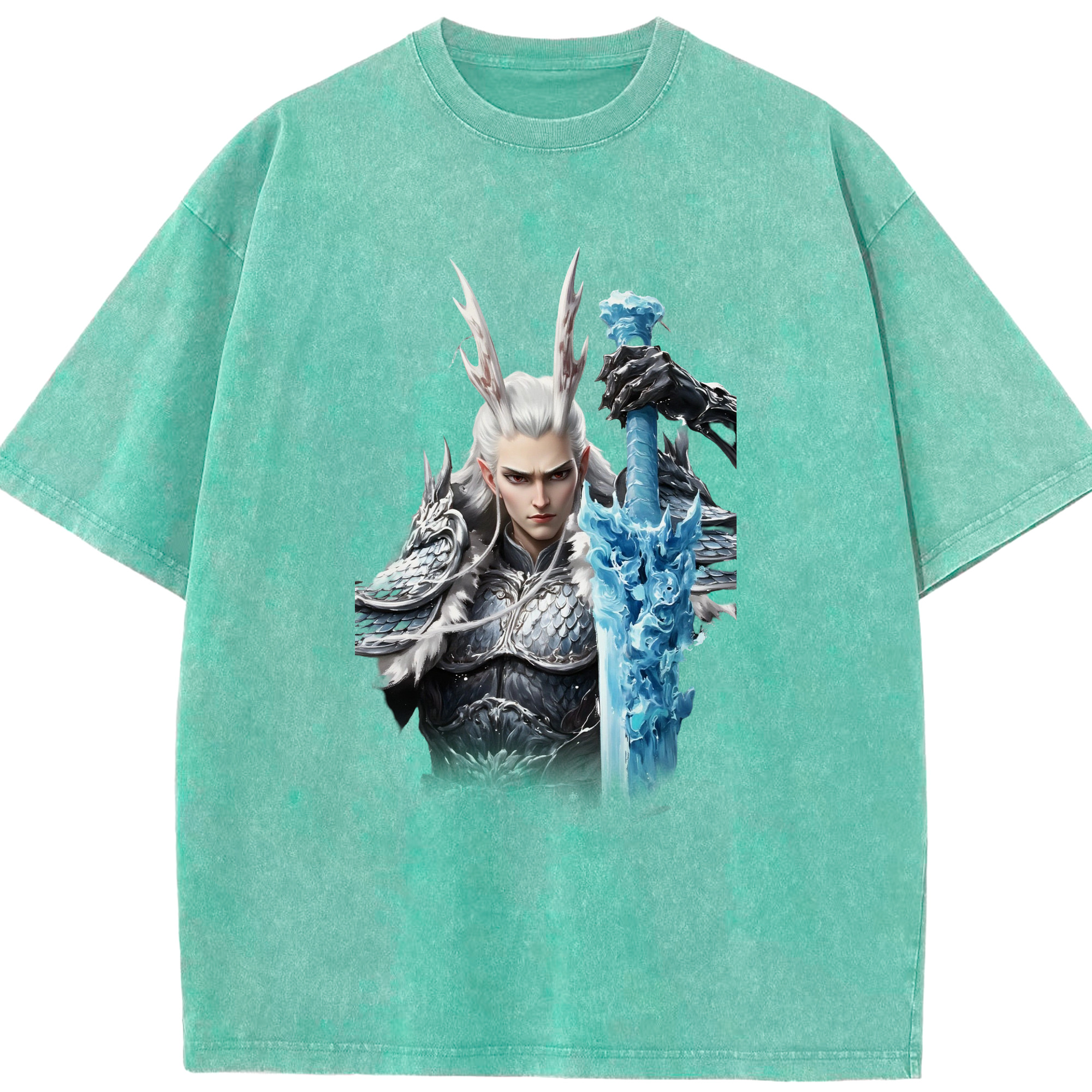 （画像用） Ne Zha 2 ナタ 魔童の大暴れ 綿100% ヴィンテージ風 半袖Tシャツ（フロントプリント）